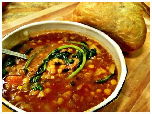 Broccoli Raab Curry Lentil Soup