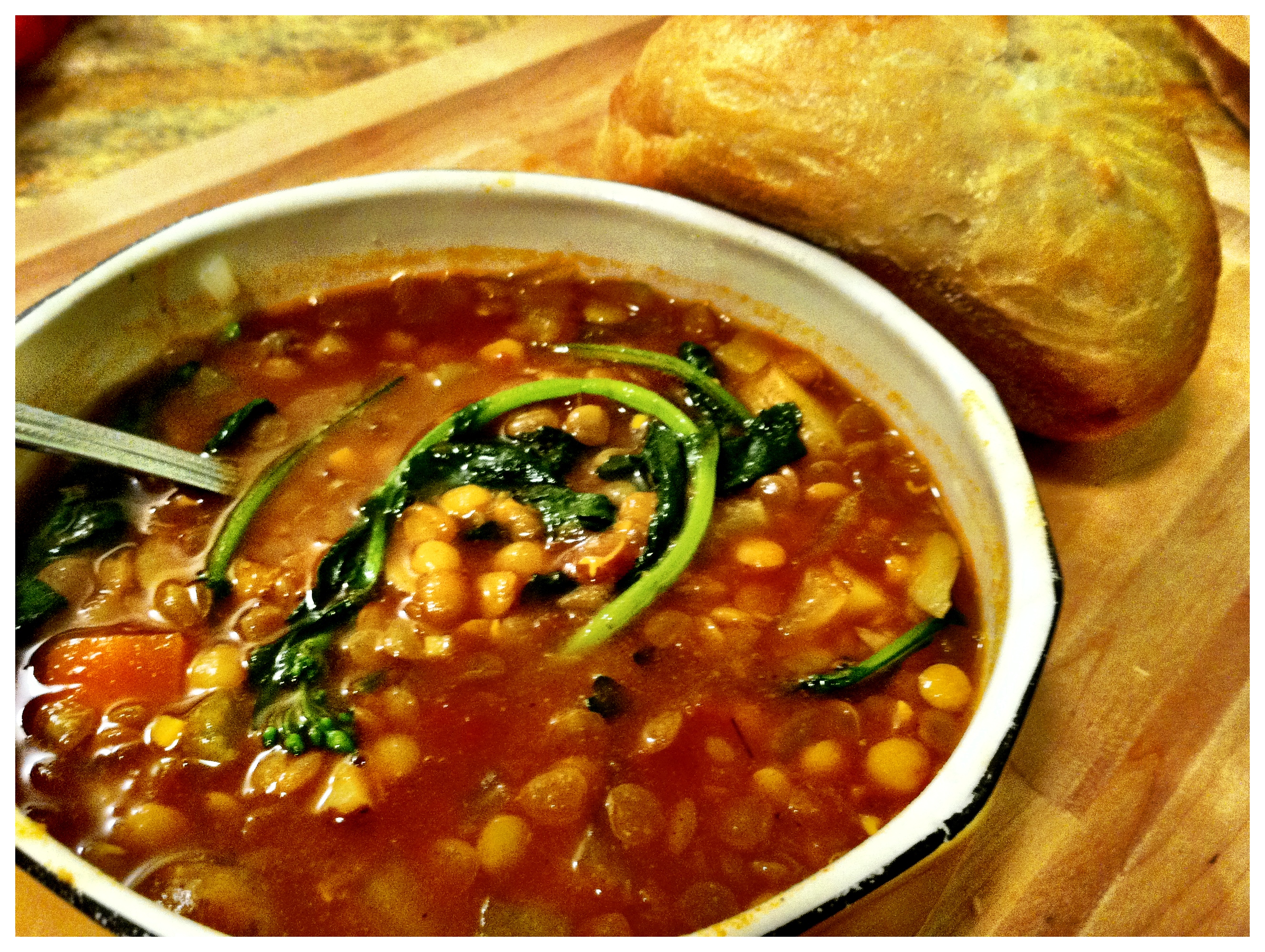 Broccoli Raab Curry Lentil Soup