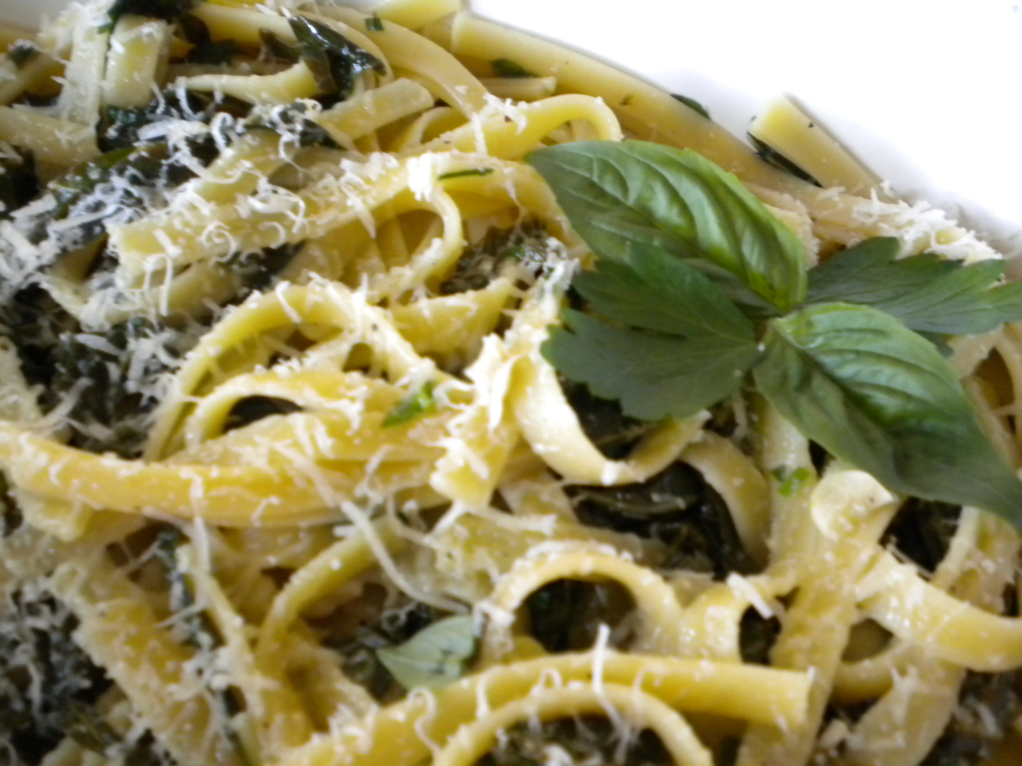 Pasta with Green Herbs, Greens and Garlic from My Garden