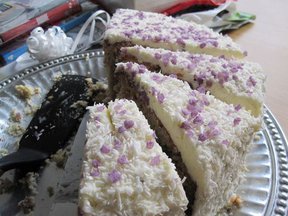 Lavender and Coconut Layer Cake with Lavender Italian Meringue Frosting (aka my favorite birthday cake!)