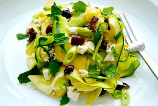 Zucchini Ribbons with Olives, Mint and Ricotta Salata