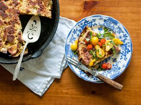 Frittata with Bread and Cherry Tomatoes