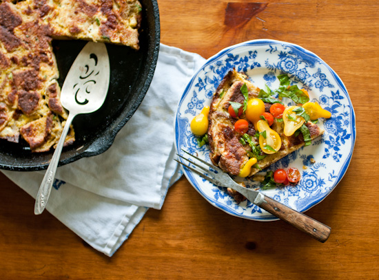 Frittata with Bread and Cherry Tomatoes