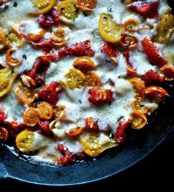 Roasted Sungold and Pear Tomatoes with Fontina and Thyme