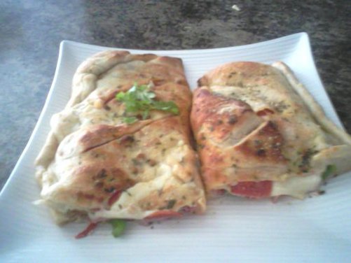 Italian calzone with asaigo and olive oil crust