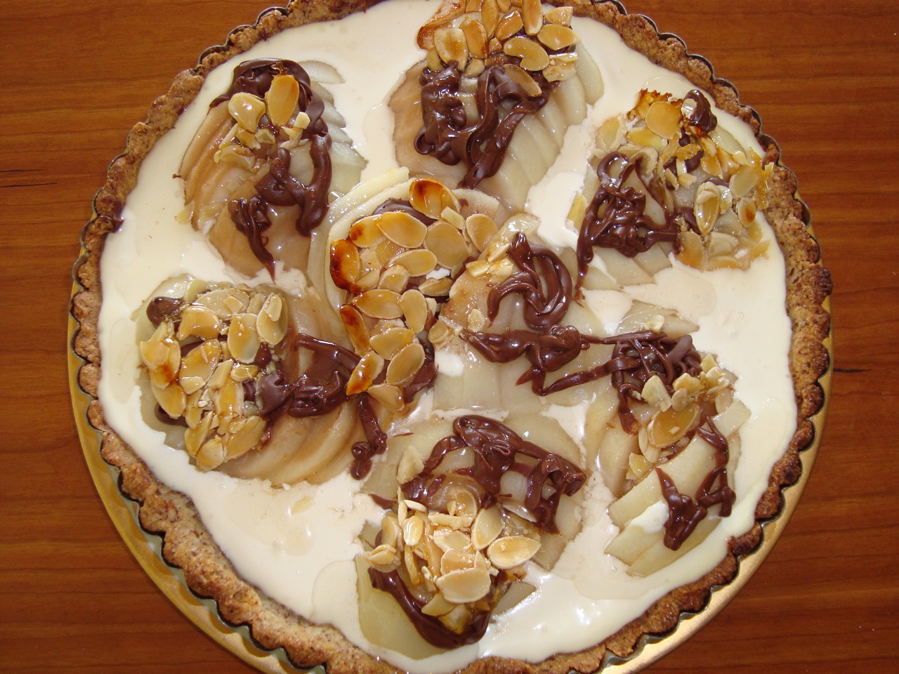 Pear and Nutella Tart with Maple Almond Brittle