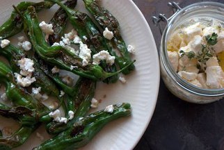 Pan-Roasted Shishito Peppers with Pickled Feta