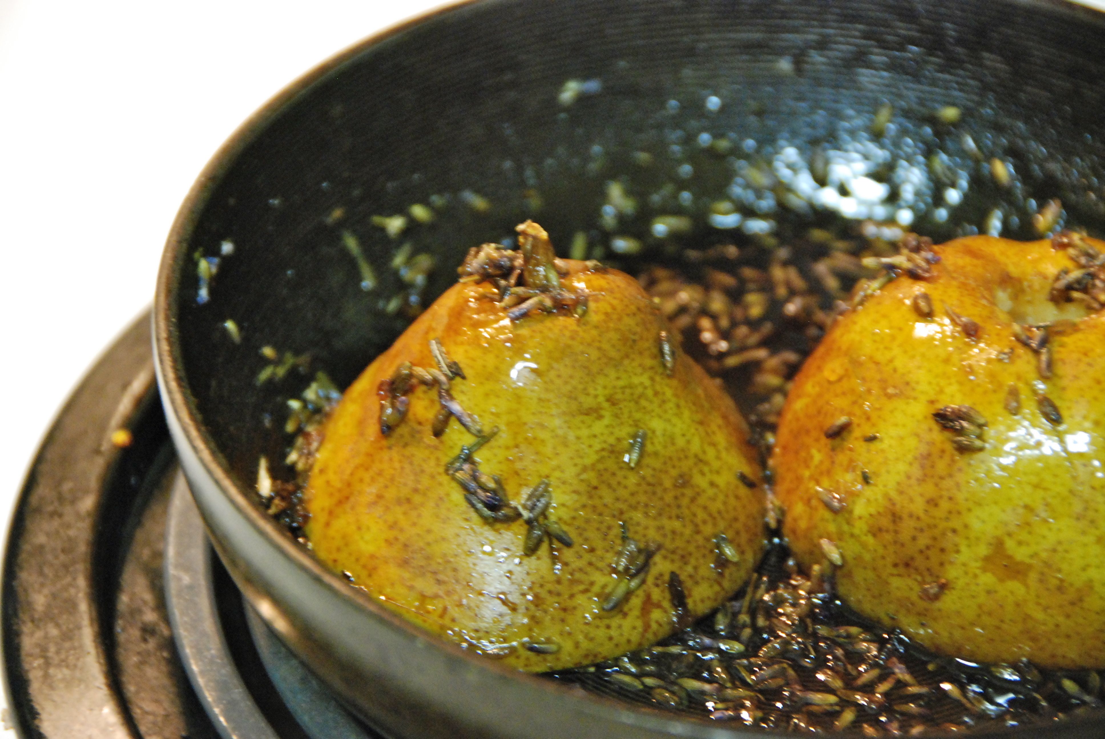 Baked Pear in Lavender Syrup
