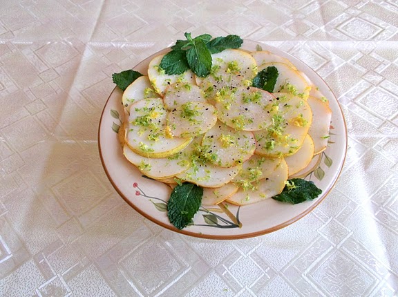 Pear Carpaccio with Lemon-Lime and Mint Vinaigrette 