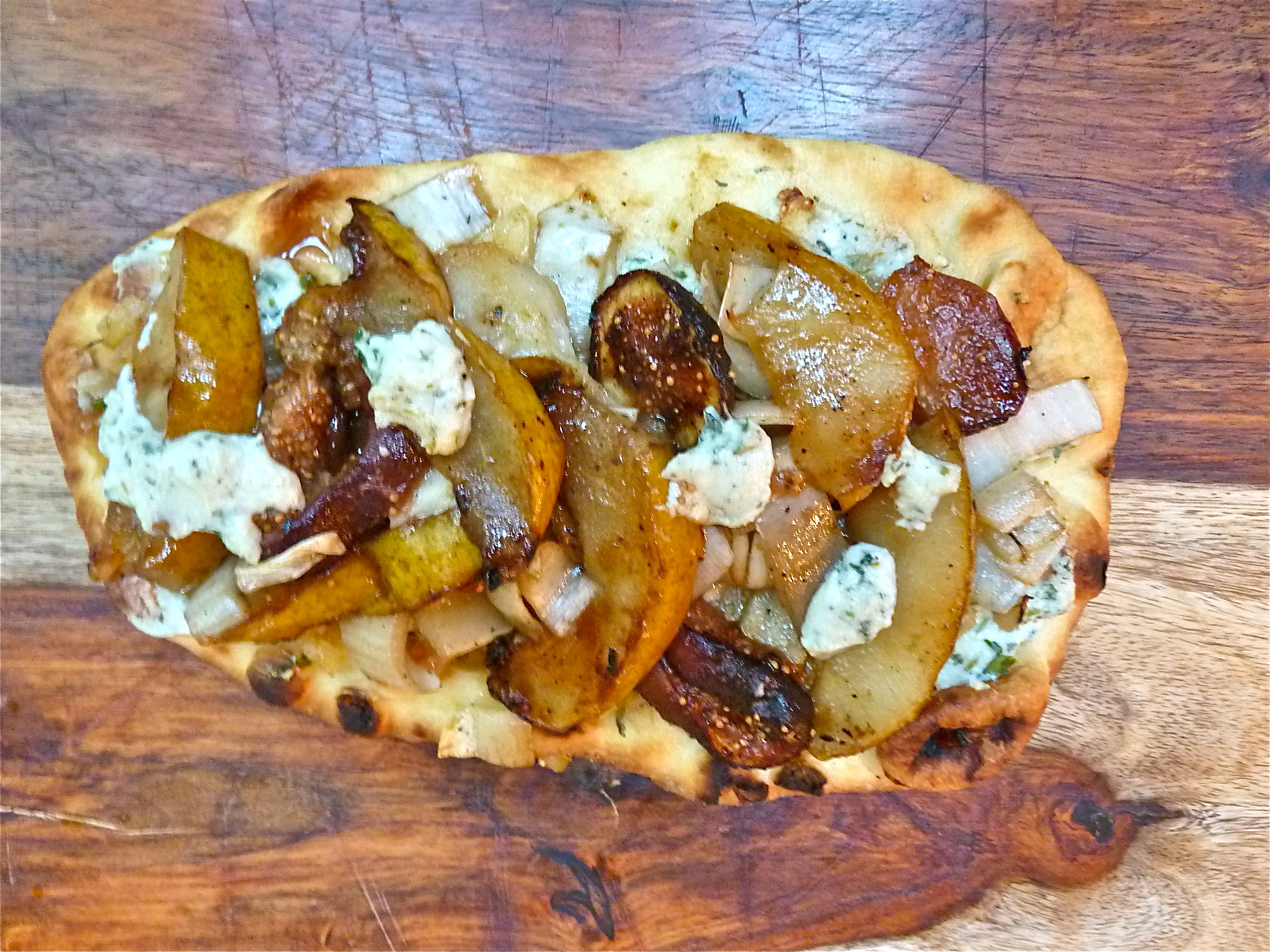 Grilled Pear, Fig and Endive Flatbread with Blue Cheese