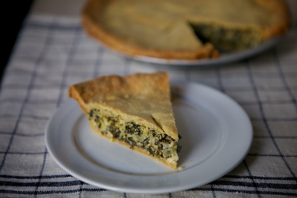 Leek and Greens Tart with Cornmeal Crust