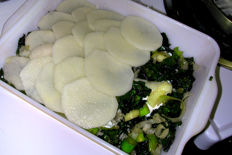 Swiss Chard, Potato and Leek Gratin