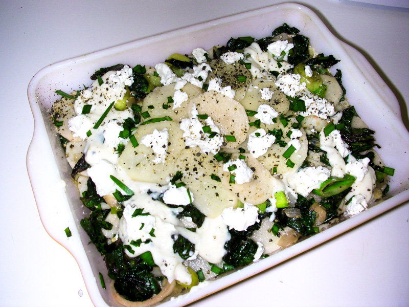 Swiss Chard, Potato and Leek Gratin