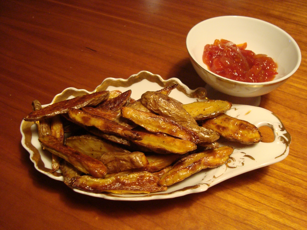 Oven Baked "Fries" with Cayenne and Truffle Oil