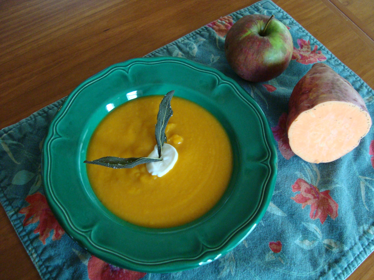 Lightly Curried Sweet Potato, Carrot, and Apple Soup