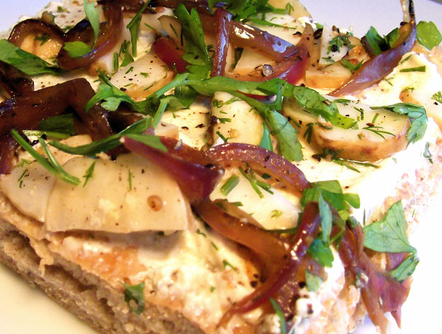 Marinated Sunchoke and Caramelized Onion Focaccia