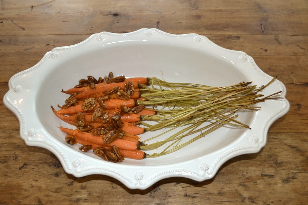 Roasted Carrots with Fleur de Sel Maple Candied Pecans and Orange Zest