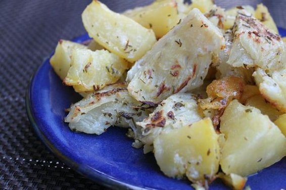 Crispy Cream-Braised Potatoes and Fennel
