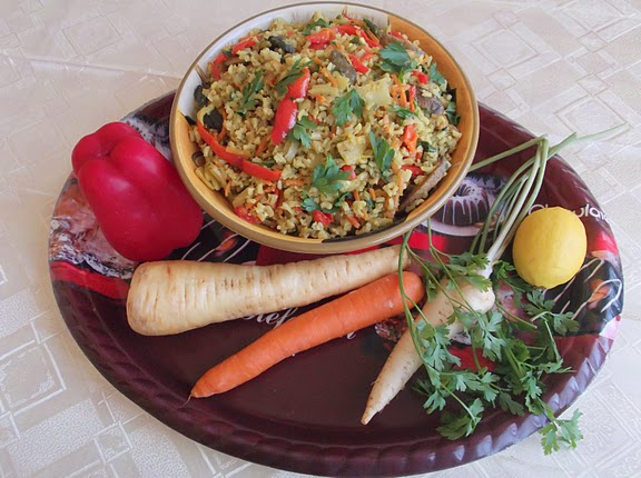 Pearl Barley or Brown Rice, Bacon, and Root Vegetable Pilaf