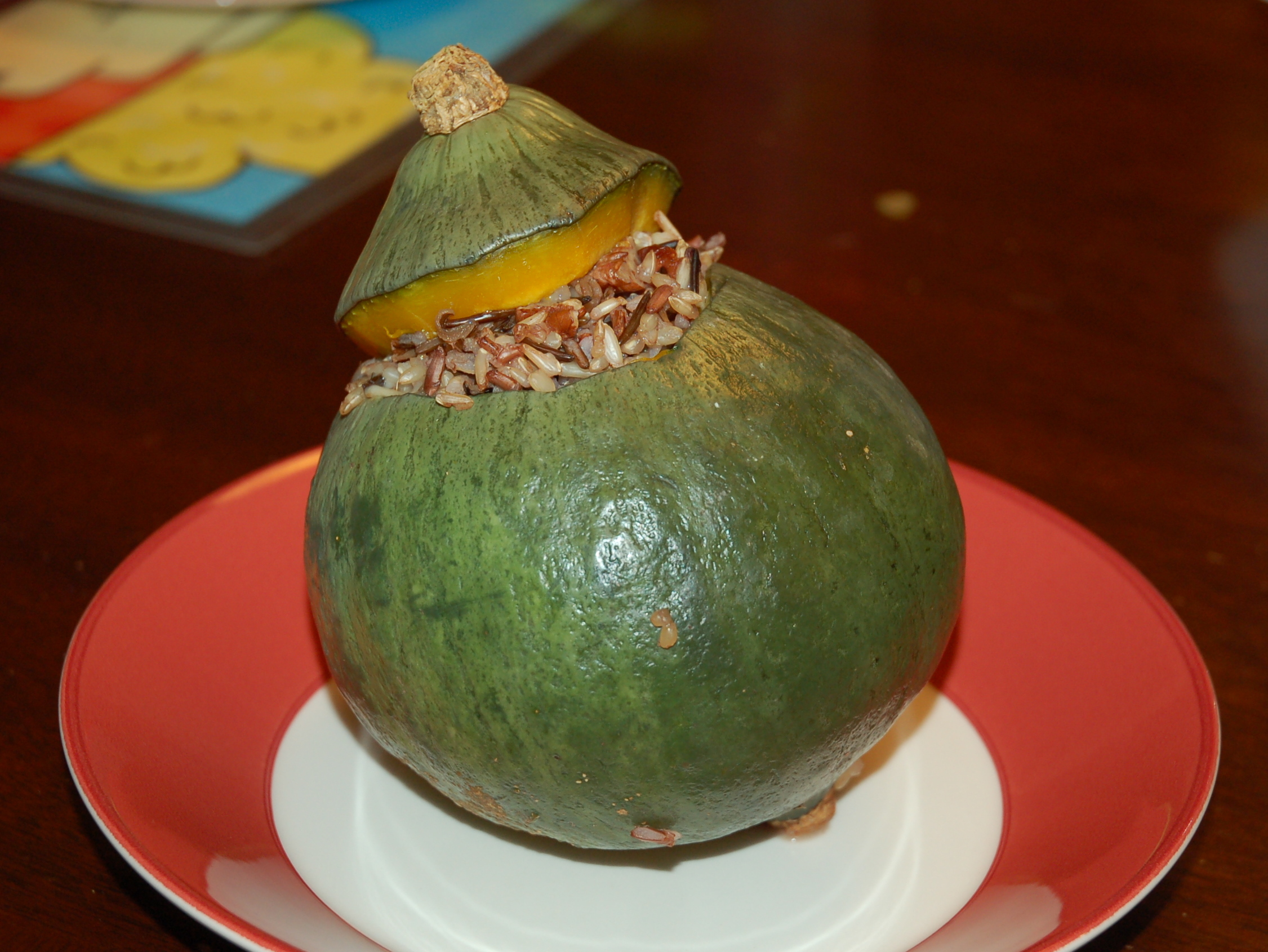 Wild rice-cherry-pecan-stuffed Winter Squash