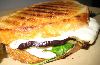 Grilled Eggplant, Arugula, and Mozzarella Panini