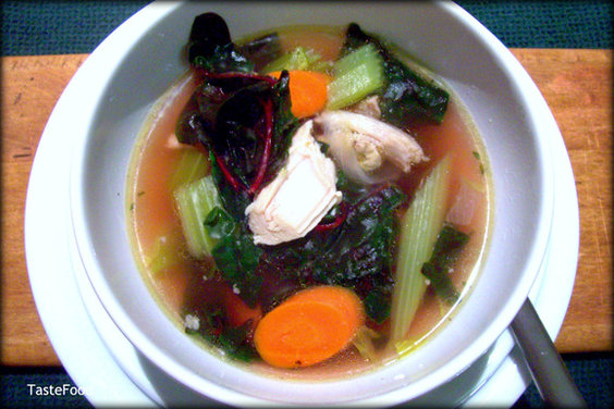 Holiday Timeout Soup: Turkey Vegetable Soup with Swiss Chard