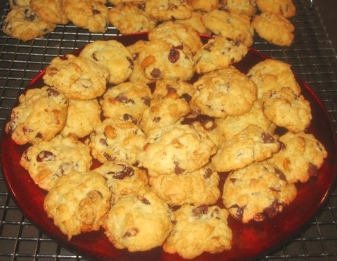 Honey Roasted Peanut-Coconut Krispies with Chocolate & Cranberries