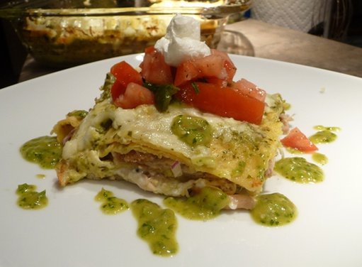 Best Chilaquiles with Roasted Tomatillo Salsa and Poblanos (and with Turkey Leftovers)