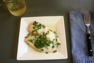 Tilapia in White Wine with Scallions & Thai Basil