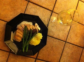 Chicken in white wine with mushrooms