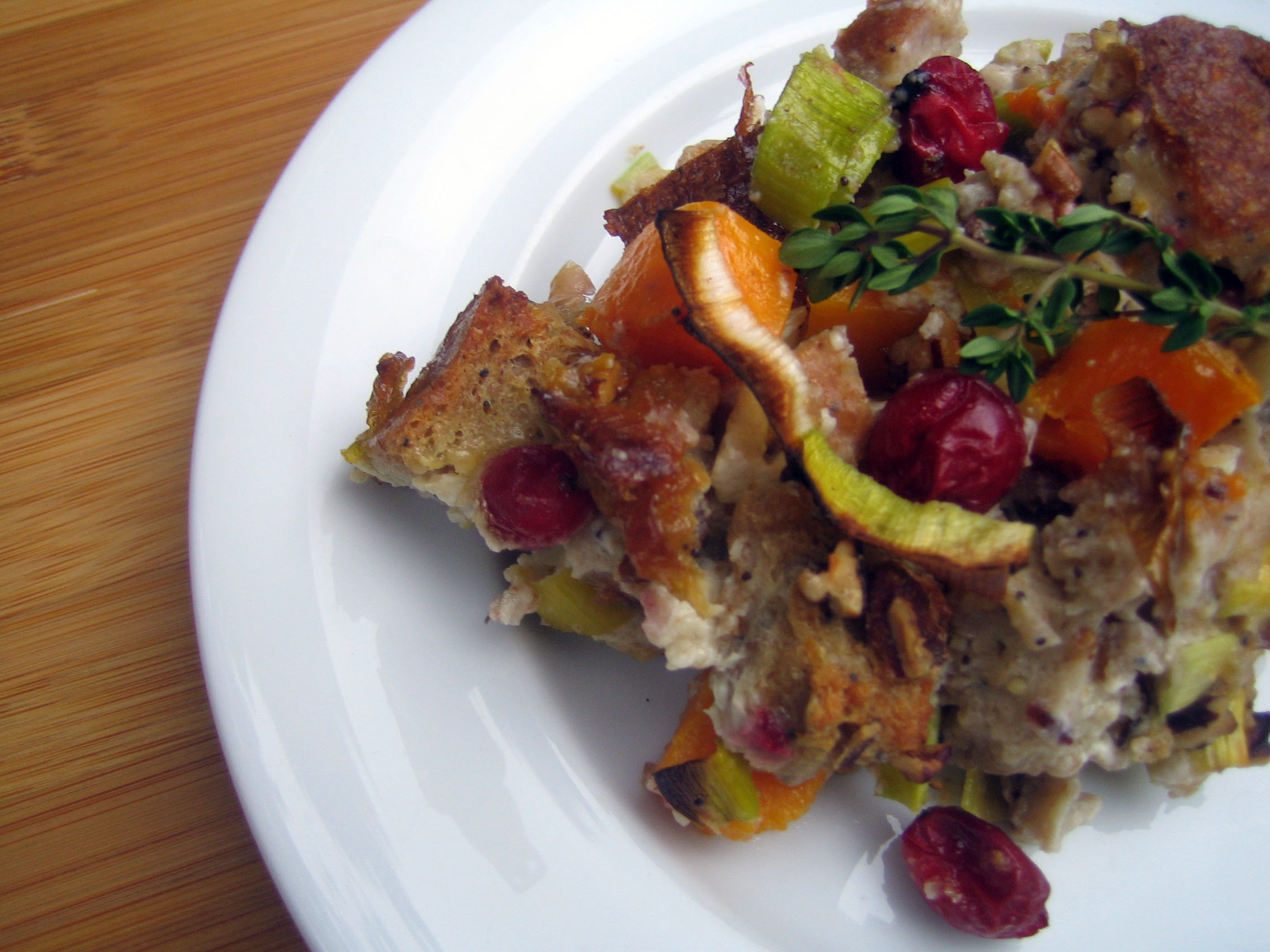 Butternut Squash and Leek Bread Pudding