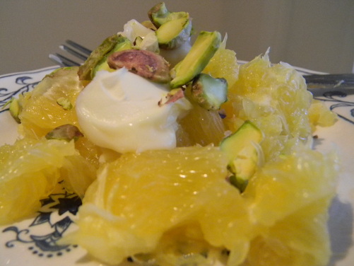 Oranges with Pistachios and Honey Mascarpone