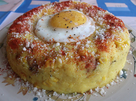 Saffron Polenta with Sausage and Corn