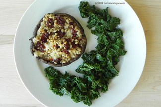 Portobello Mushrooms Stuffed with Barley, Sun Dried Tomatoes, and Rosemary