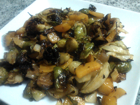 Roasted Brussels Sprouts and Golden Beets
