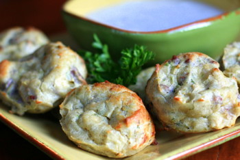 Chicken Pecan Bites with Blue Cheese Dip