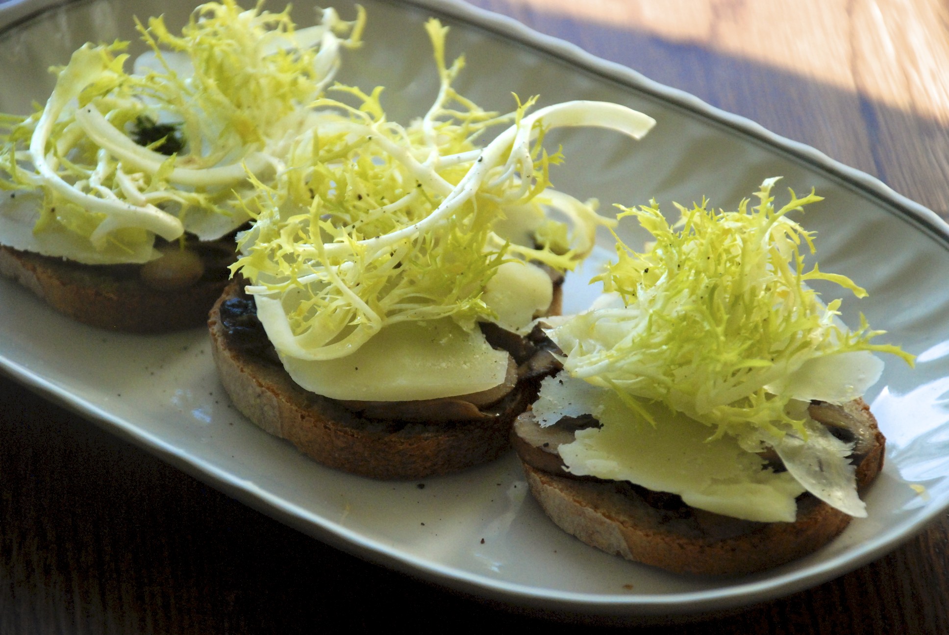 Lemony Mushroom and Frisee Toasts