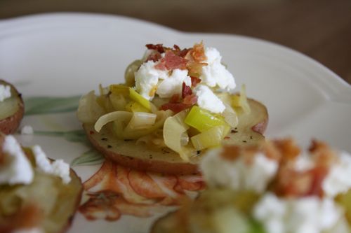 Potato Leek Canapes with Goat Cheese and Bacon