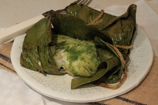 Green Chutney fish in Banana leaves