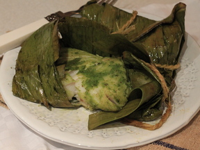 Green Chutney fish in Banana leaves