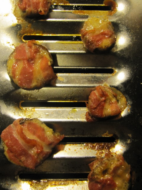 Pancetta Wrapped Mushrooms with Blue Cheese and Honey