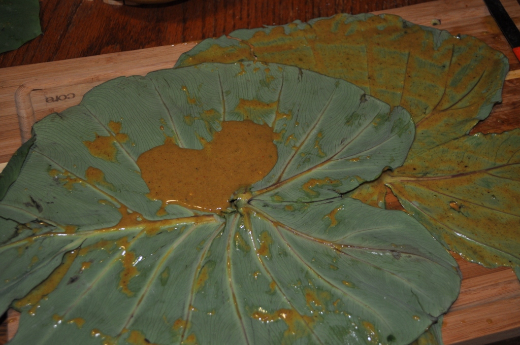 Patra - Made from Colocasia leaves or Elephant ears...