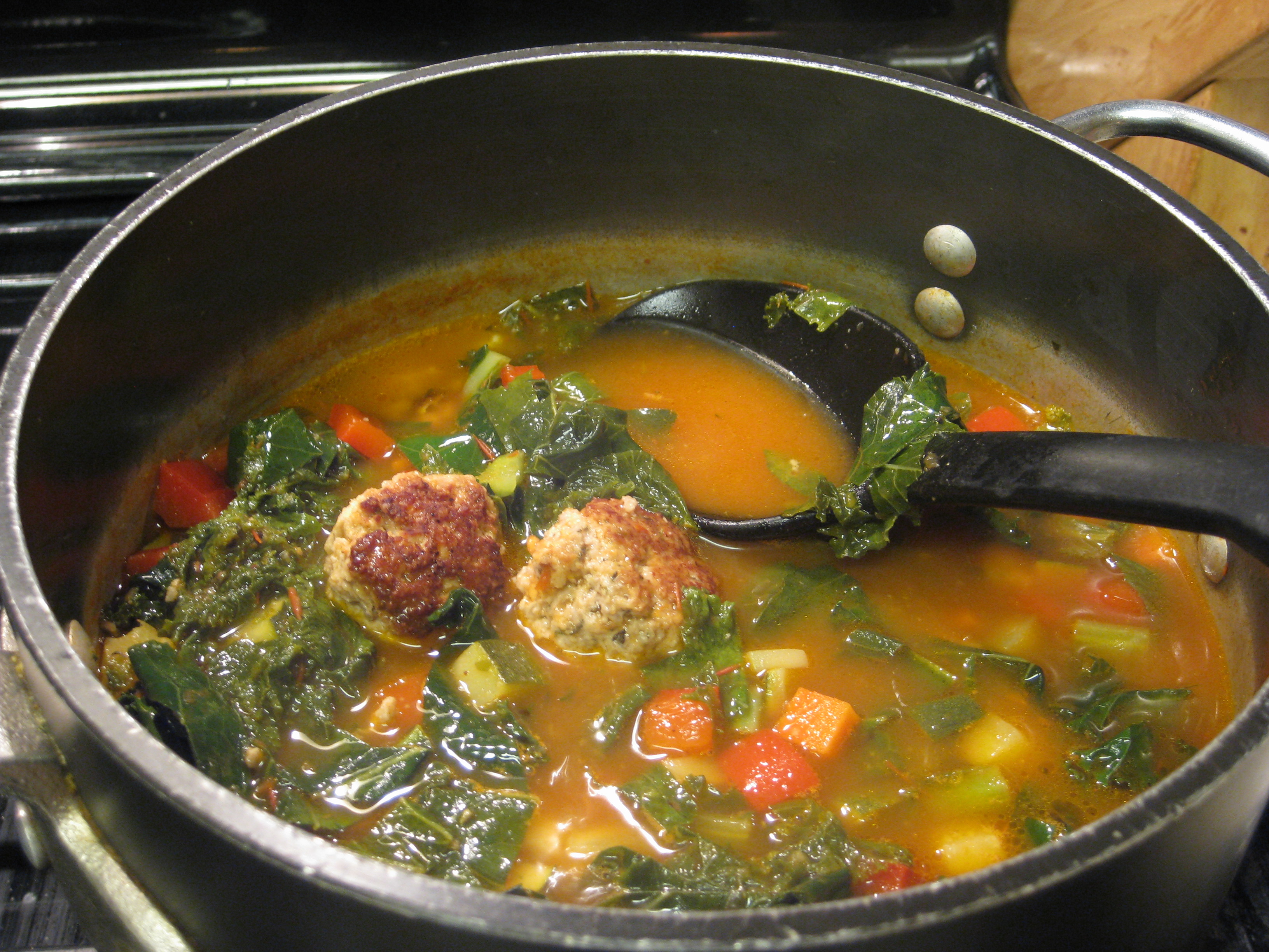 Greens Soup With Little Meatballs