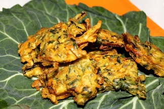 Collard Greens and Cheddar Cheese Pakoras