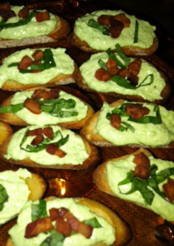Pea and Pancetta Crostini