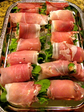 Proscuitto, Goat Cheese, and Fig Pear Balsamic Jam Rolls
