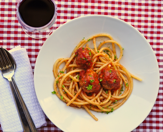 Spaghetti and from scratch meatballs