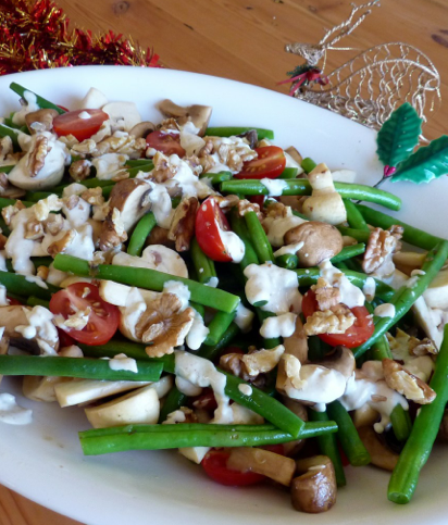 Marinated Mushroom, Green Bean, Cherry Tomato & Walnut Salad