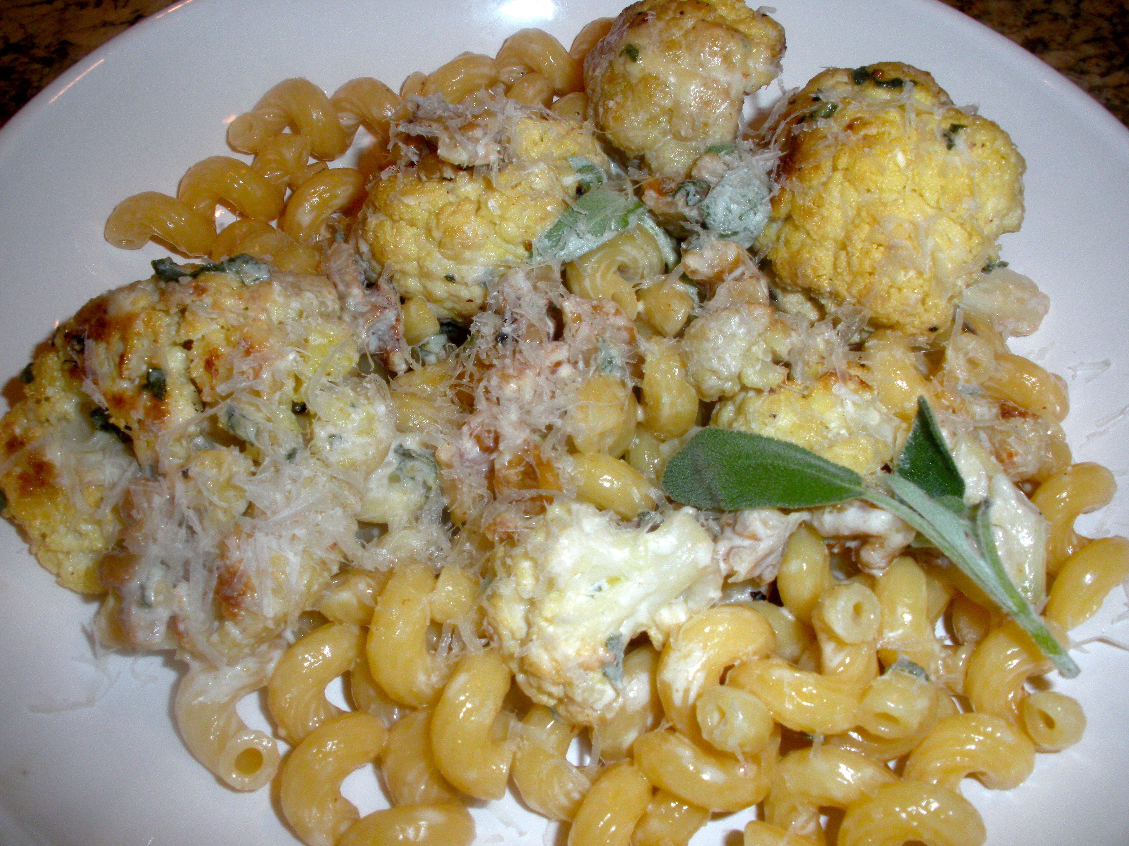 Pasta with Roasted Cauliflower, Sage and Walnut Sauce