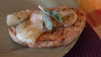 Gruyere and Pear with Walnut Sage Pesto